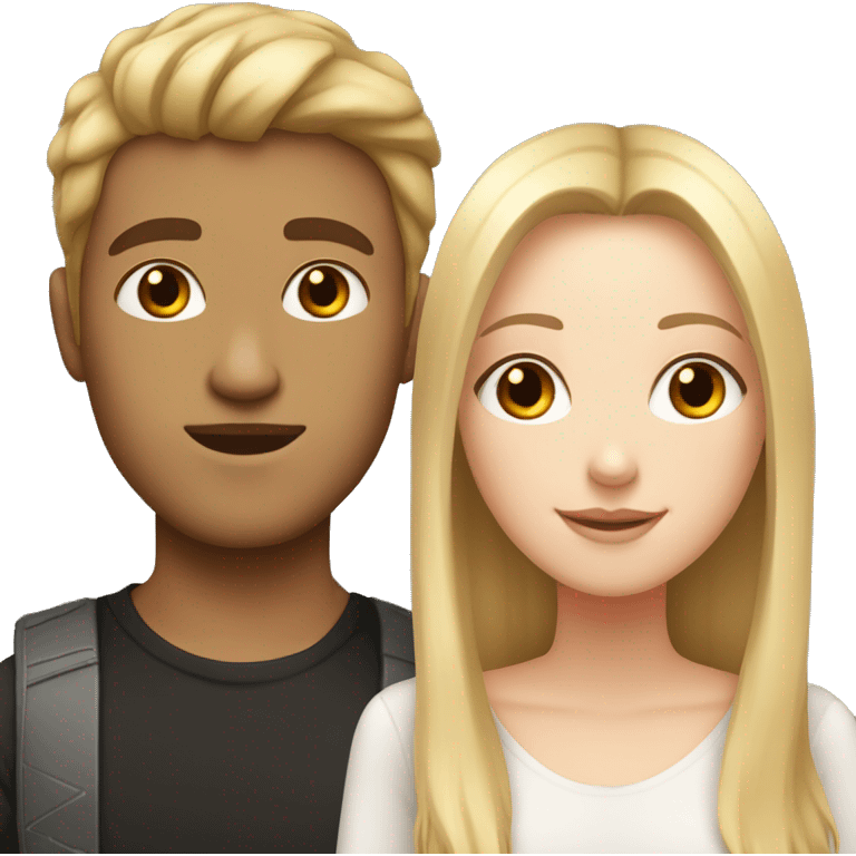 White girl with blonde hair and light brown guy with black straight hair emoji