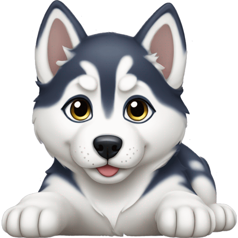 Husky puppy laying emoji