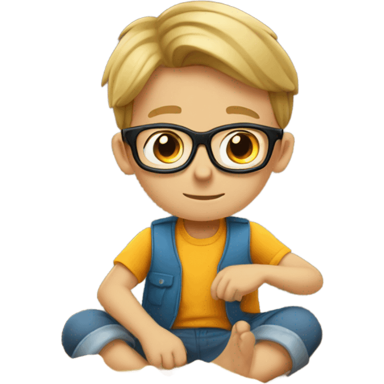 white boy with glasses in a sandbox  emoji