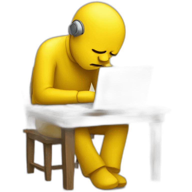 sad yellow man working at laptop emoji