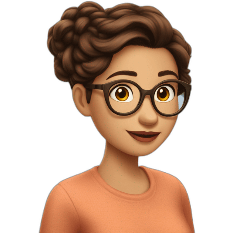 Póster Disney Pixar mujer morena pelo largo marrón con lentes emoji