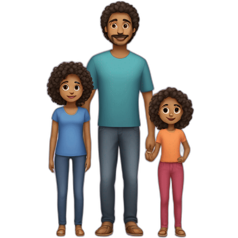 indian family mom and daughter curly hair and dad and son straight hair emoji