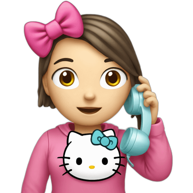 Hello kitty on phone emoji