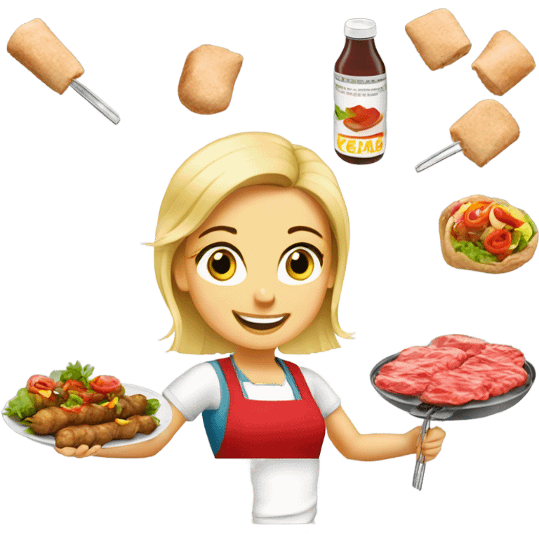 german blonde women selling kebap emoji