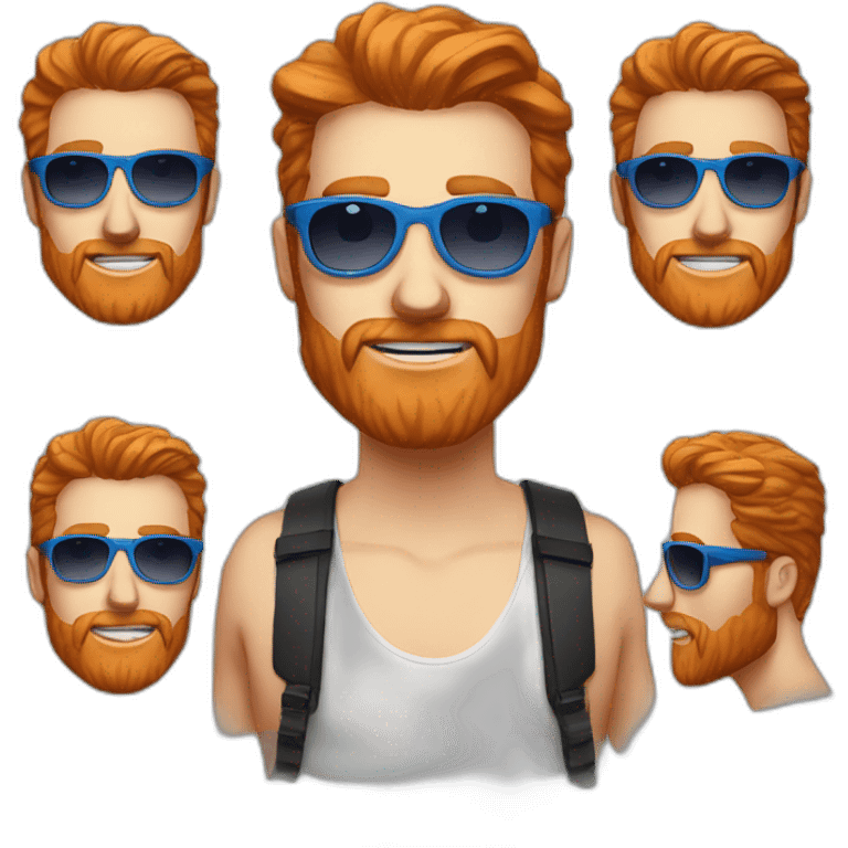 twitch gamer streamer, long face, ginger, blue sunglasses glasses emoji