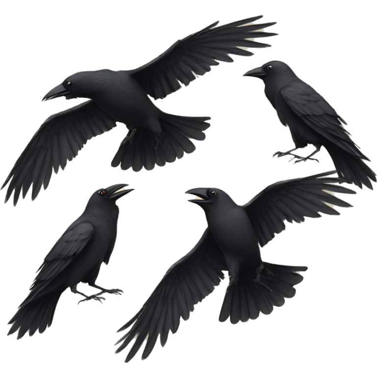 Five crows dancing  emoji