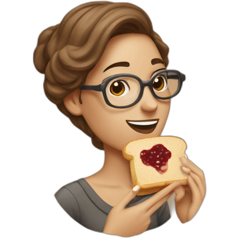 25year old brunette with black glasses making a peanutbutter and jelly sandwich emoji