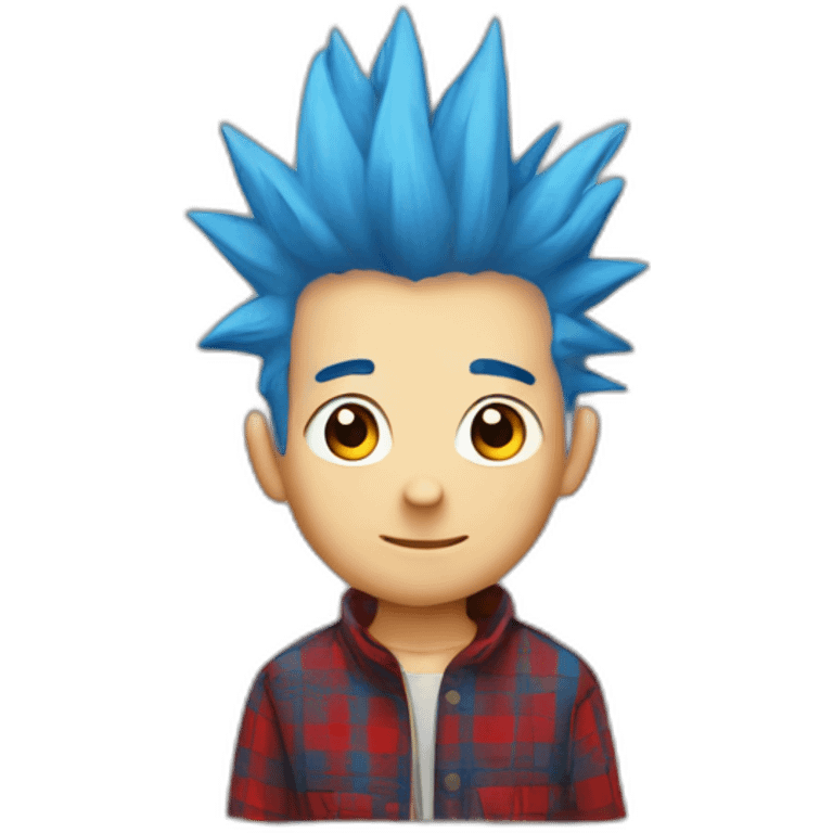 Spiky blue-haired boy In plaid  emoji