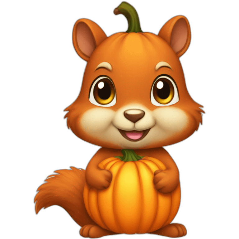 A squirrel in a pumpkin costume emoji