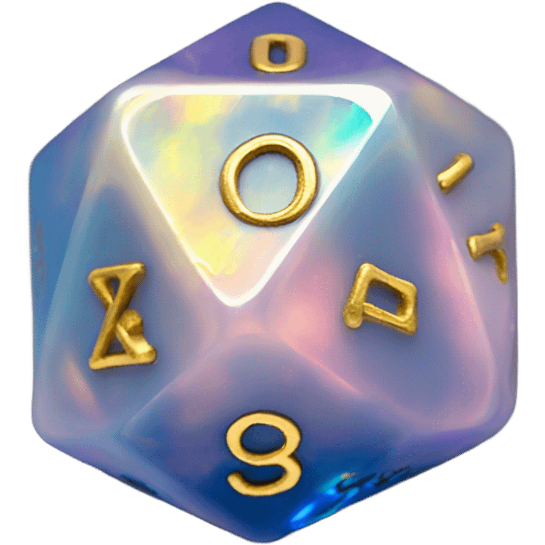 opal crystal gemstone d20 dice gold emoji