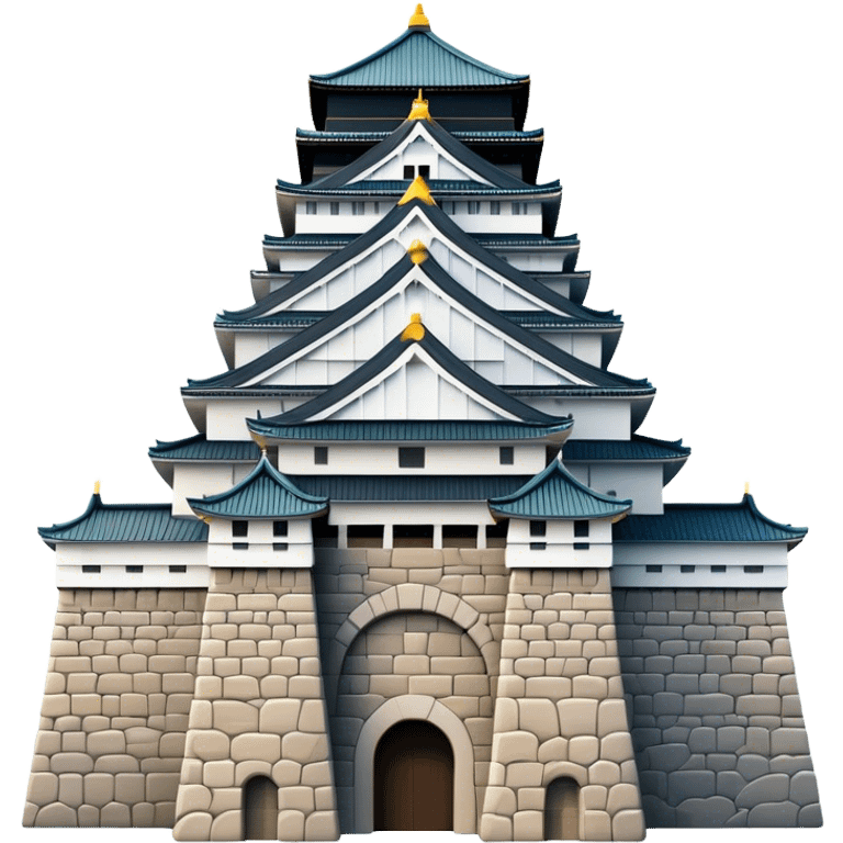 Cinematic Realistic Osaka Castle Landmark Emoji, showcasing the majestic historic castle rendered with dramatic stone textures and regal, natural lighting. emoji