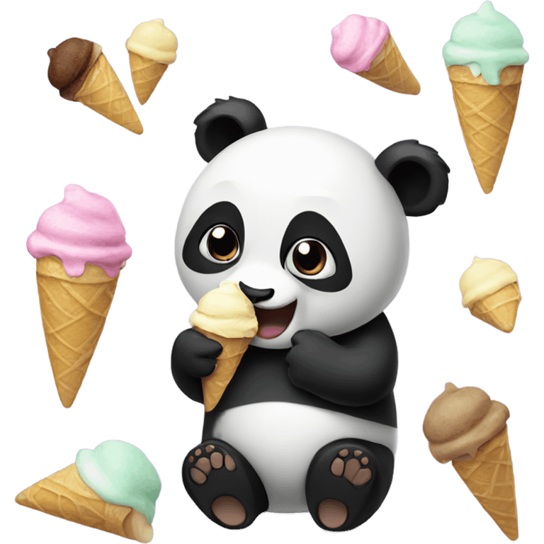 Panda eating ice cream emoji