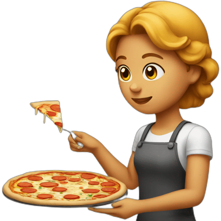 girl making a pizza emoji