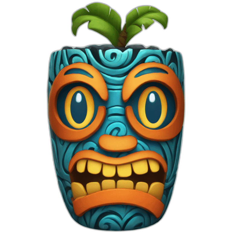 Tiki with colors blue and orange-tornado-fun-love-girl emoji