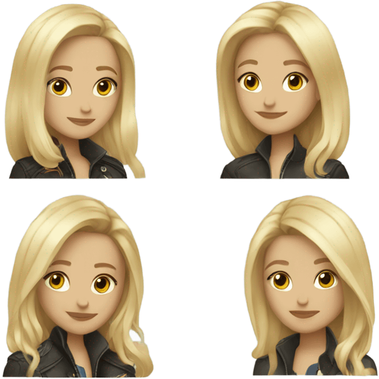 blonde girls in stylish jackets emoji