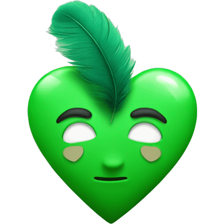 green heart with feather on the front emoji