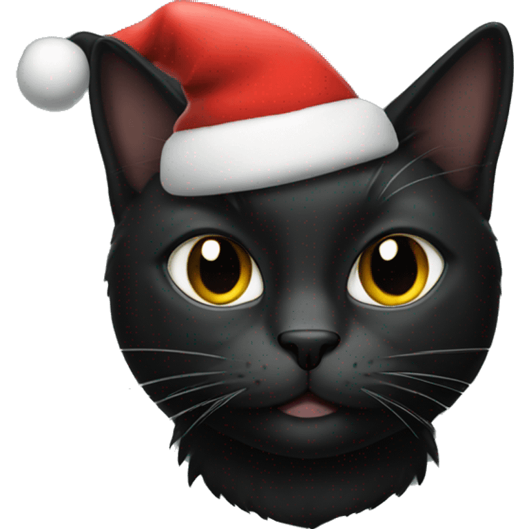 Black cat wearing a Christmas hat emoji