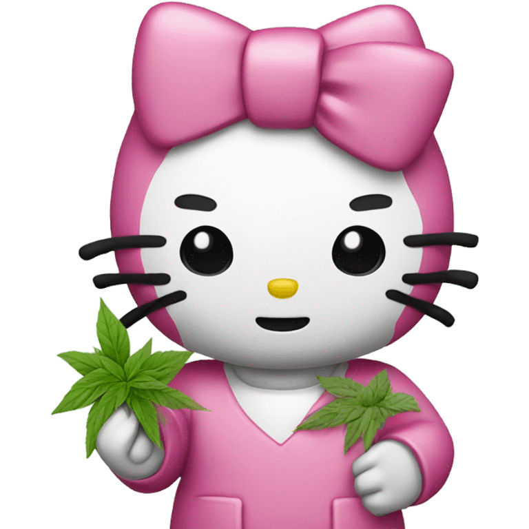 Hello kitty holding Pink herb nug emoji