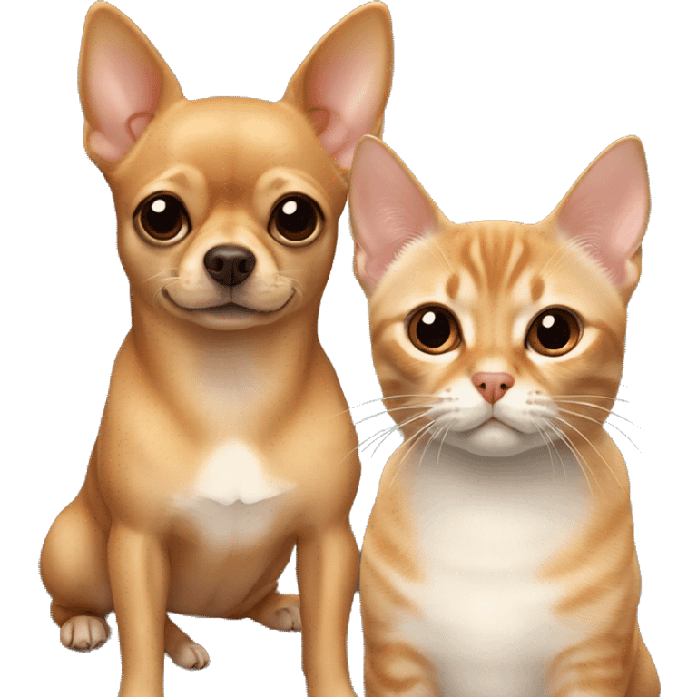 Cinnamon Chihuahua and brown Scottish cat  emoji