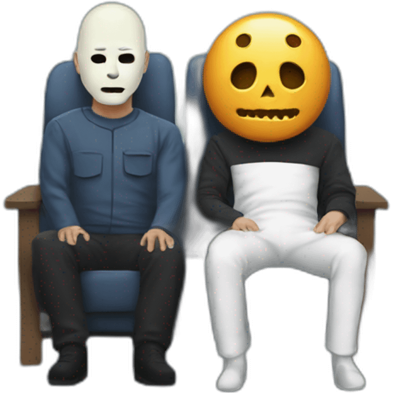 Pinhead and Michael Myers watching a movie emoji