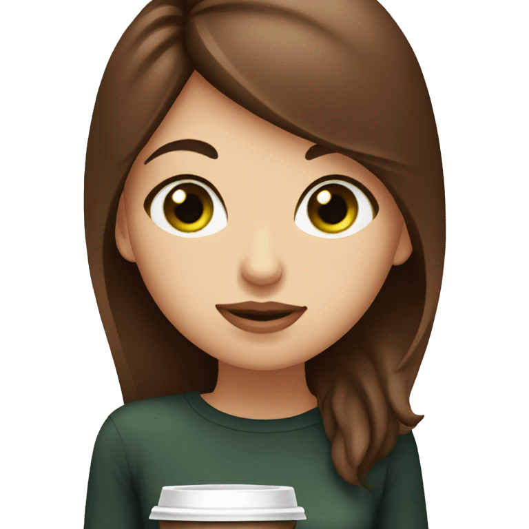 brown hair green eyes girl with coffee and chocolate muffin  emoji