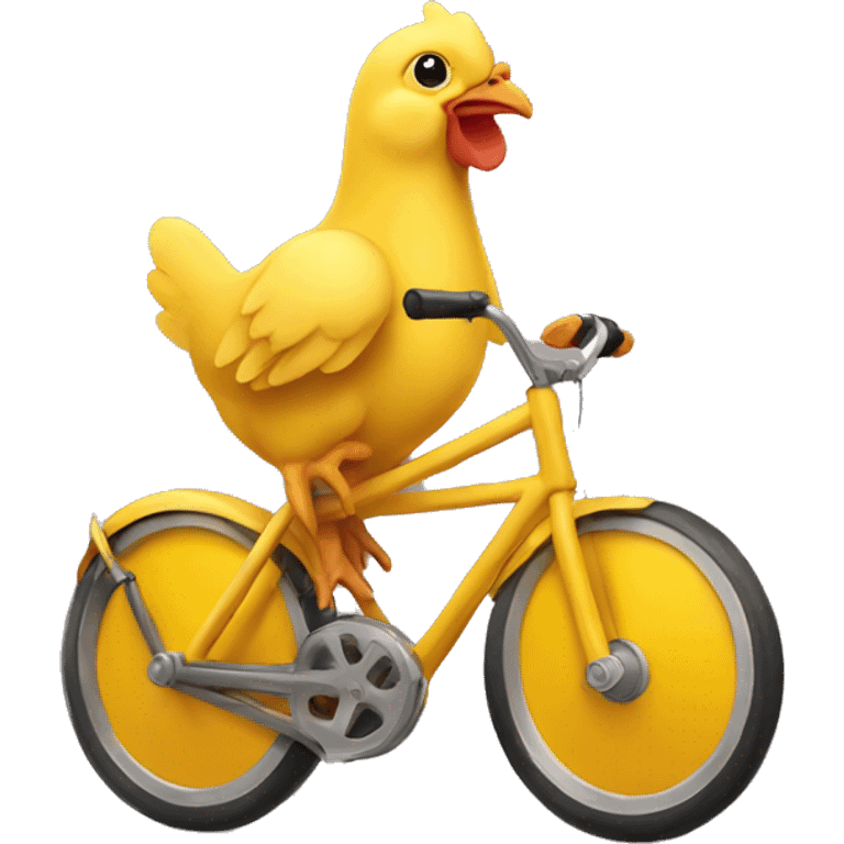 small yellow chicken riding on a bike emoji