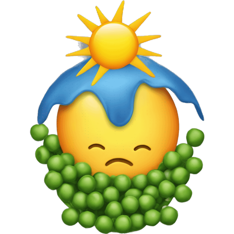 the sun but it’s actually a pea emoji