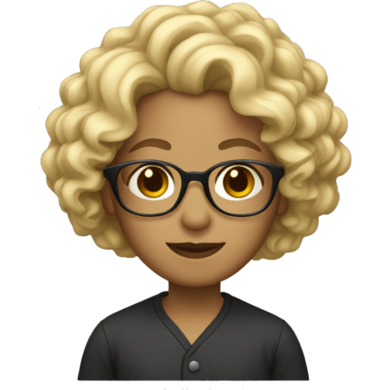 blonde, curly hair, glasses emoji