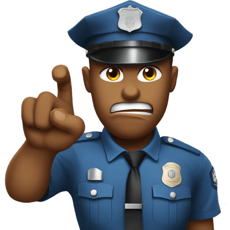 cop's emoji poinitng with a finger while being angry emoji