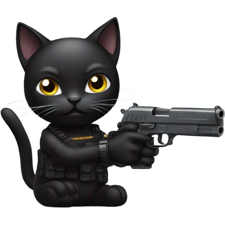 Black cat with gun emoji