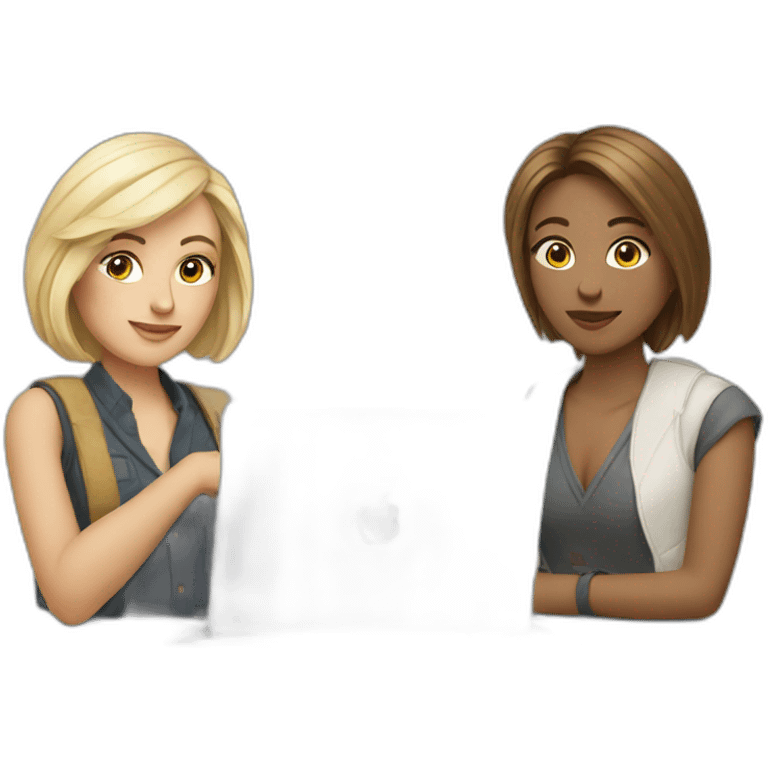 2 european female designers with laptop emoji