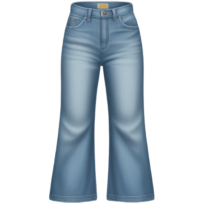 Realistic Wide Long leg high waisted light blue jeans, isolated emoji