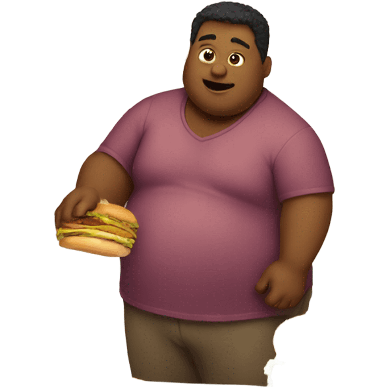 overweight guy eating a lot of hamburgers  emoji