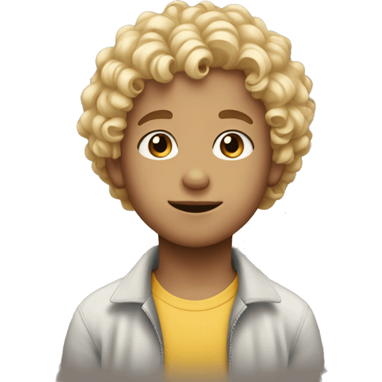 A kid with curly hair and blonde hair boy  emoji