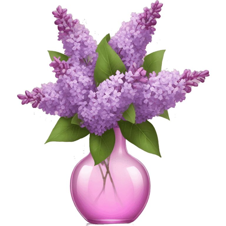 Lilacs in a clear pink glass vase emoji