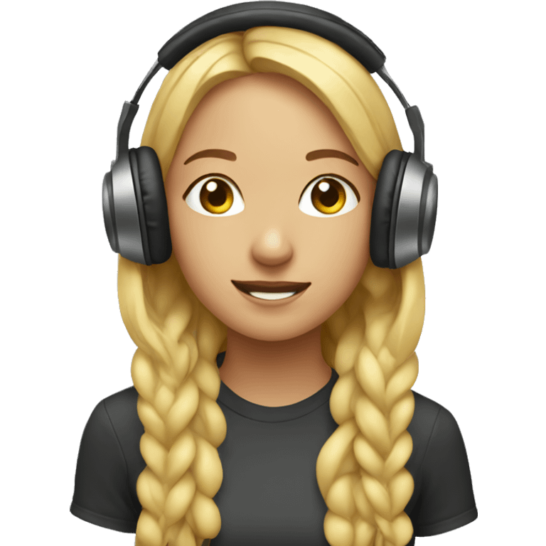 Girl listening a music on headphones  emoji