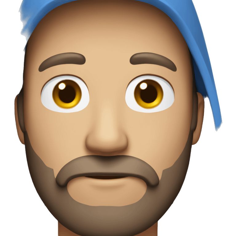 man with brown hair and beard and blue hat emoji