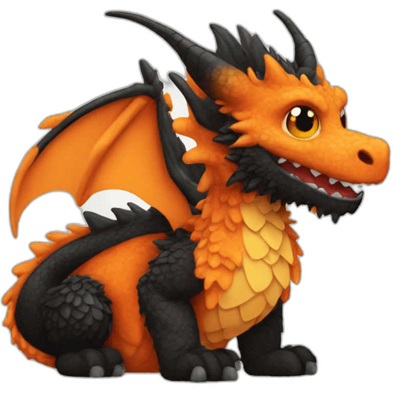 orange and black fluffy dragon emoji