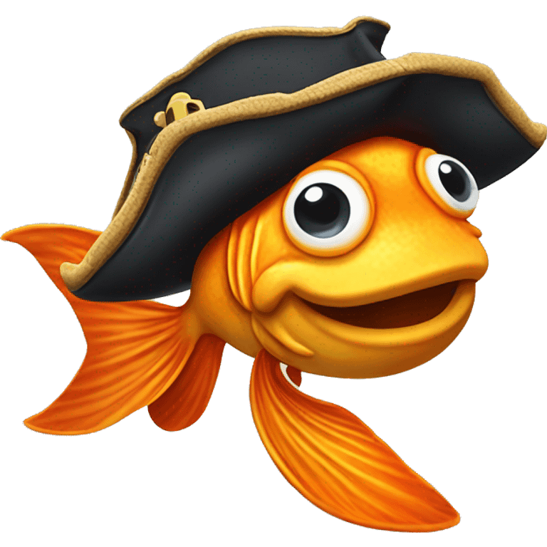 smiling goldfish cracker wearing a pirate bandana and eye patch emoji