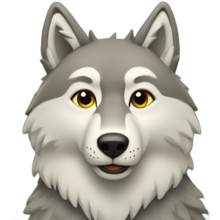 Un loup assis dans une prairie emoji