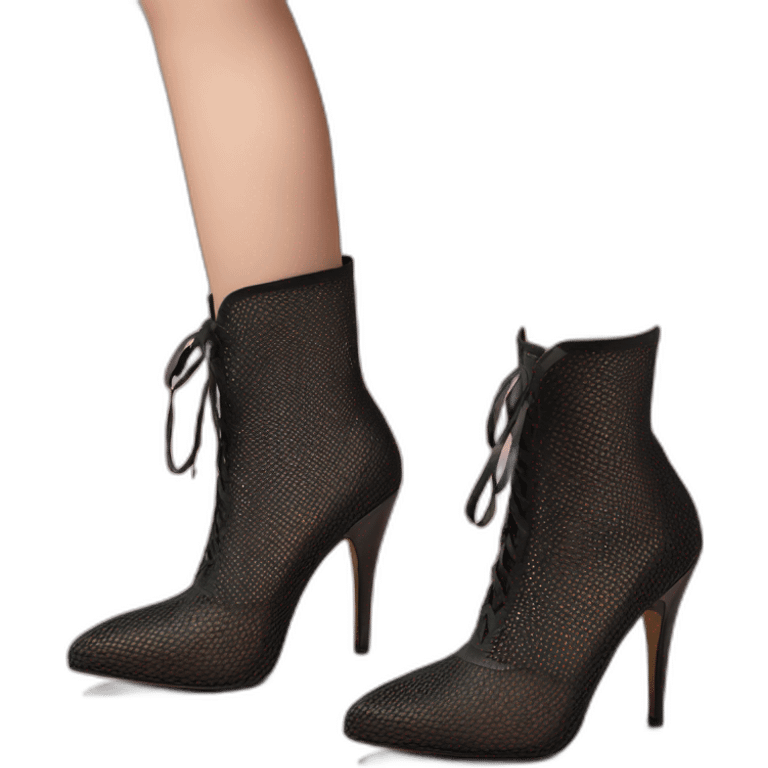 mesh high heels mid boot black emoji