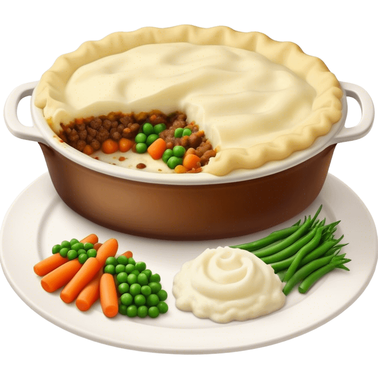 Cinematic Realistic Shepherd's Pie Dish Emoji, depicted with rich, savory minced lamb and vegetable filling topped with creamy mashed potatoes, rendered with exquisite detail and natural warm lighting that highlights its homestyle appeal. emoji