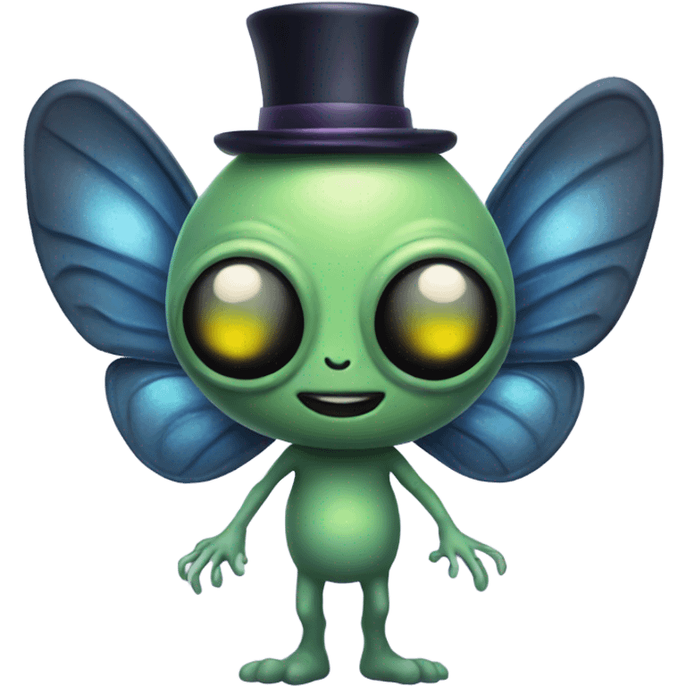 alien with fairy wings and a top hat emoji