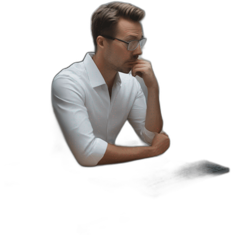 trader thinking in front of a price chart on a computer emoji