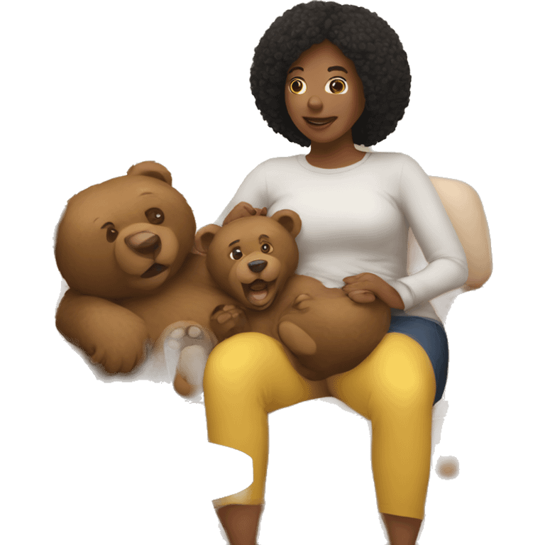 Bears around a woman on the couch  emoji