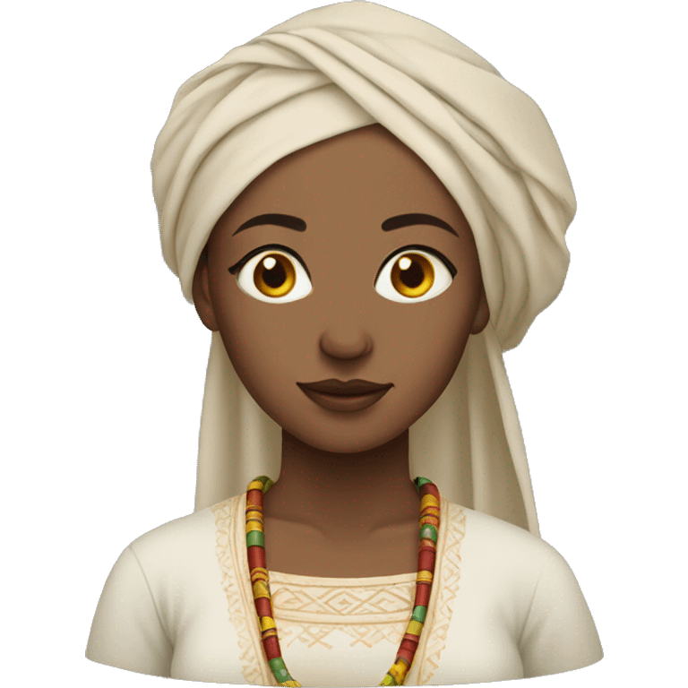 an ethiopian woman with light skin wearing traditional clothing emoji