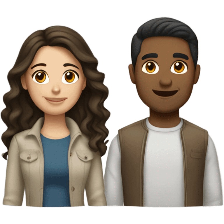 Brunette couple emoji