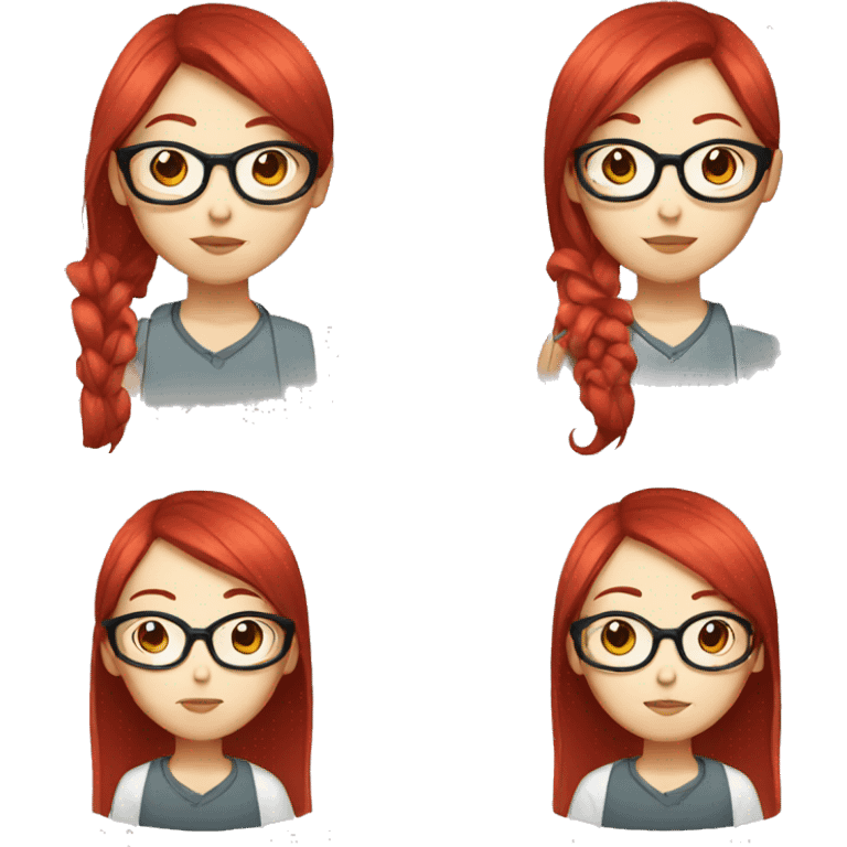 Chinese girl red hair an glasses  emoji