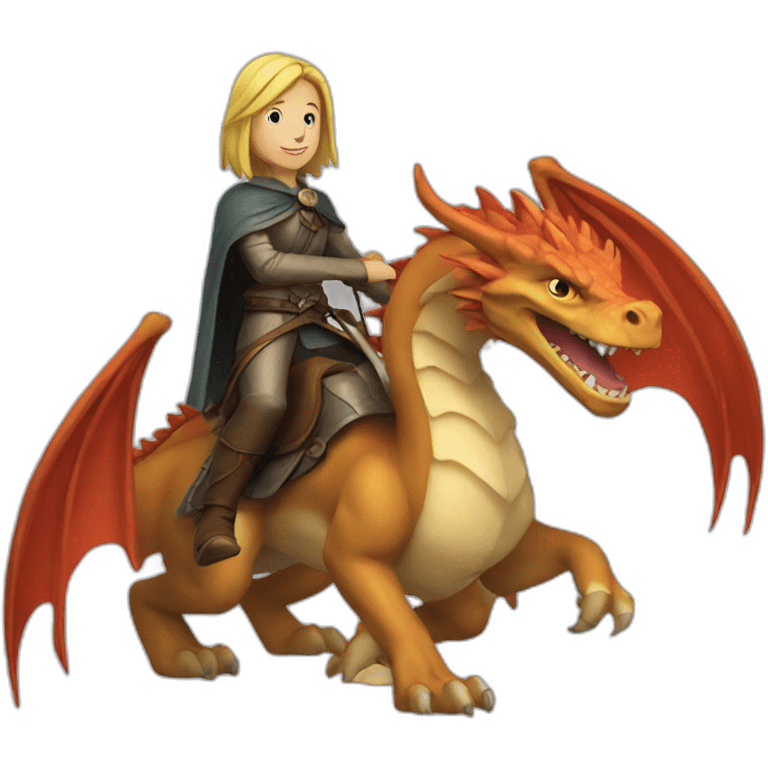 Ce ridding a dragon emoji