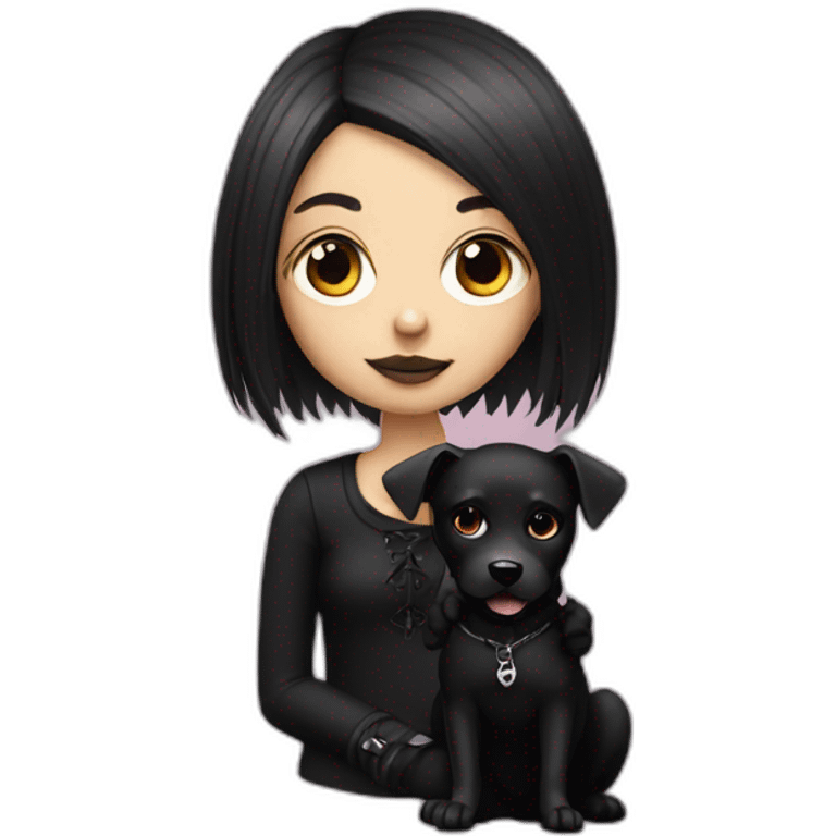 goth girl with a black dog emoji